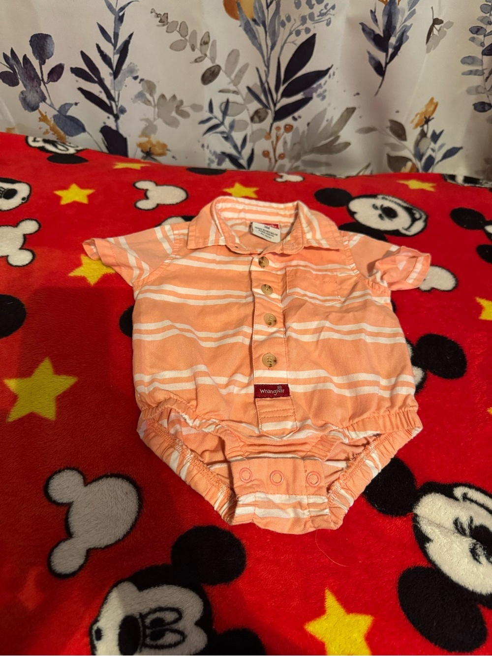 Wrangler Peach and White Striped Baby Romper C5
